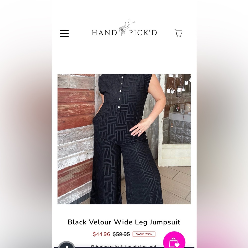 Entro Black Velour Wide Leg Jumpsuit - Picture 1 of 8